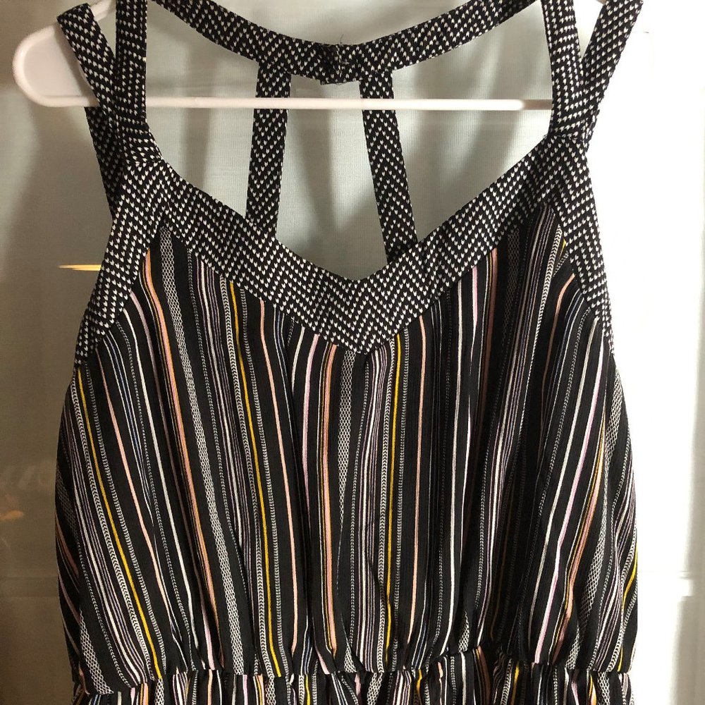 Black Striped Strappy Maxi Dress